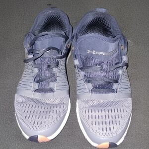 Under Armour Women's Knit Running Shoes - Navy with Orange Accent